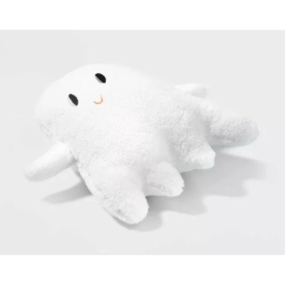 Hyde & Eek! 14” Ghost Faux Shearling Halloween Throw Pillow White